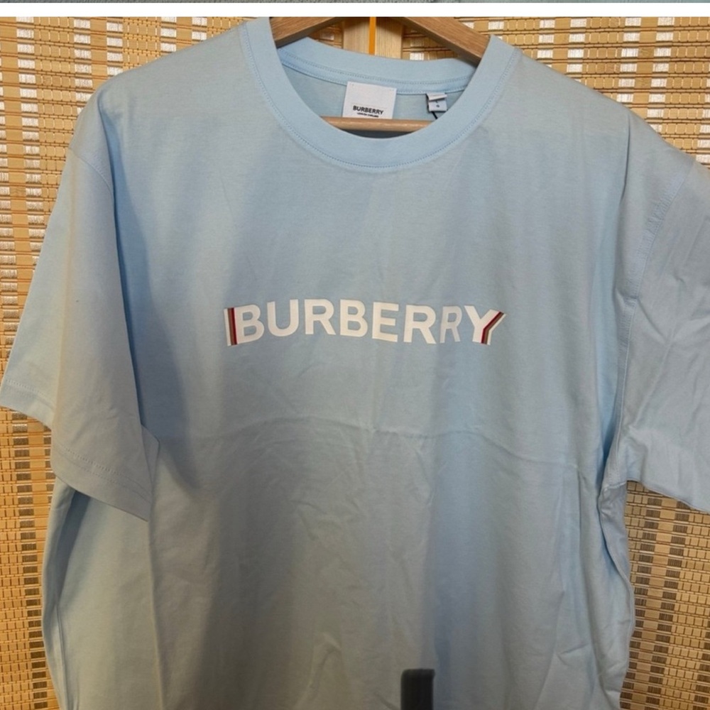 Burberry Blue Short Sleeve Tee Casual Cotton